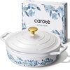 image:imageCAROTE 5QT Enameled Floral Cast Iron Dutch Oven Pot with LidBlue Floral