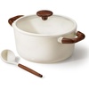 image:imageCAROTE 5QT Nonstick Stock Pot with Lid 5 Quart Casserole with Ladle Even Heating Stockpot Fits All Stoves Non Stick Big Cooking Pots PFOA Free WhiteWhite