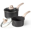 image:imageCAROTE Nonstick 15Qt amp 30Qt Sauce Pan Sets with Lid BlackBlack