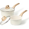 image:imageCAROTE Nonstick 15Qt amp 30Qt Sauce Pan Sets with Lid BlackWhite