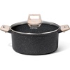 image:imageCAROTE Nonstick Stock Pot with Lid 6 Quart White GraniteBlack