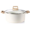 image:imageCAROTE Nonstick Stock Pot with Lid 6 Quart White GraniteCream White
