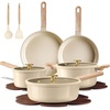 image:imageCAROTE Pots and Pans Set Ceramic Cookware Set 14pcsOatmeal