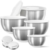 image:imageCAROTE Stainless Steel Mixing Bowls with Lids Set12 Pcs Nesting Bowls Clear Airtight Lids 3 Grater AttachmentsNonSlip Bottoms amp Measurement Marks Mixing BowlsSize 532151QT