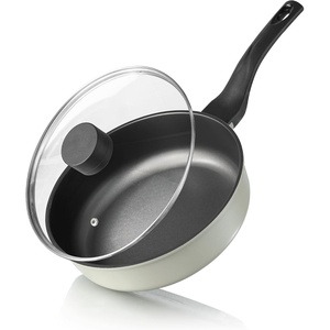 image:imageCAROTE 10 INCH Nonstick Frying Pans with Lid Deep Skillet Saute Pan with Lid Healthy NonToxic Pan Compatible with All Stovetops