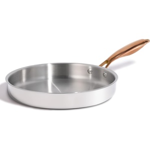 image:imageCAROTE 10 TriPly Stainless Steel Frying Pan NonToxic Egg Pan Omelet Pan Oven Safe Induction Ceramic and Gas Cooktops Compatible Polished SilverPolished Silver