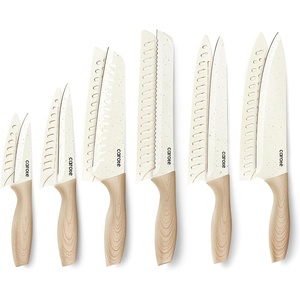 image:imageCAROTE 12Piece Knife Set Knives with WoodGrain Finish Handles White12pcs