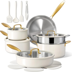 image:imageCAROTE 18 PCS Stainless Steel Cookware Set Pots and Pans SetWhite
