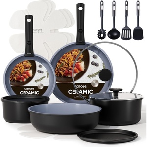 image:imageCAROTE 19pcs Pots and Pans Set Non Stick Detachable Handle CookwareBlackGray
