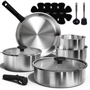 image:imageCAROTE 19pcs TriPly Stainless Steel Cookware Set with Detachable HandleSilver