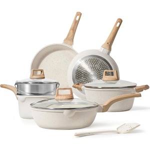 image:imageCAROTE 21pcs Ceramic Cookware Sets Pots and Pans SetCream White