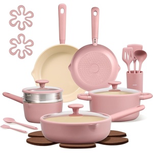 image:imageCAROTE 21pcs Cookware Set Nonstick Pots and Pans Set Ceramic Cookware Set Induction Cookware Non toxic Healthy Non Stick Kitchen Cooking Set PFAS PTFE Free