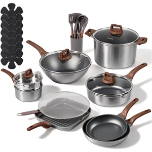 image:imageCAROTE 26pcs Pots and Pan Set Nonstick Cookware SetsSilver