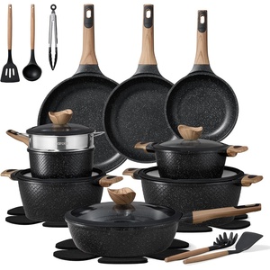 image:imageCAROTE 26pcs Pots and Pans Set Nonstick Cookware SetsBlack