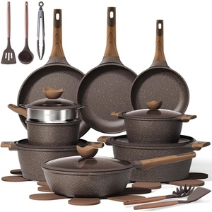 image:imageCAROTE 26pcs Pots and Pans Set Nonstick Cookware SetsBrown