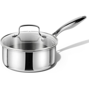 image:imageCAROTE 2Qt Stainless Steel Saucepan Set NonToxic 3Ply Stainless Steel Cookware Set with Lids Small Kitchen Pots Oven Safe Compatible with Induction Ceramic Gas Mothers Day GiftsSilver