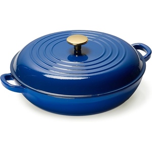 image:imageCAROTE 34QT Enamel Cast Iron Cookware Skillet with Lid Blue Dutch OvenBlue
