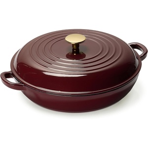 image:imageCAROTE 34QT Enamel Cast Iron Cookware Skillet with Lid Blue Dutch OvenFig