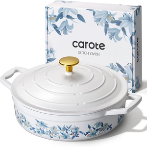 image:imageCAROTE 5QT Enameled Floral Cast Iron Dutch Oven Pot with LidBlue Floral