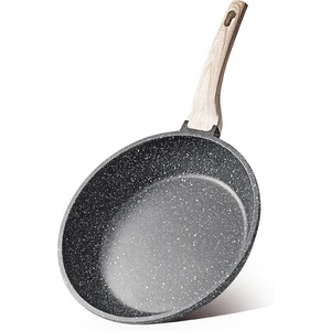image:imageCAROTE 8 Inch Non Stick Frying Pan Cream White Granite SkilletBlack