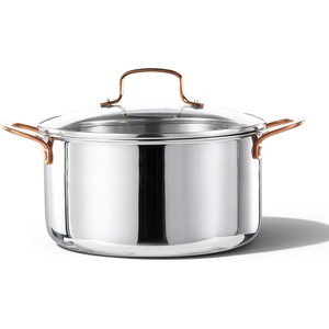 image:imageCAROTE 8 Qt TriPly Stainless Steel Stockpot NonToxic Stock Pot with Lid Soup Pot for Pasta Even Heating Oven Safe Induction Ceramic and Gas Cooktops Compatible Sliver Mothers Day GiftsSliver
