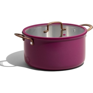 image:imageCAROTE 8QT Full Clad Tri Ply Stainless Steel Stock Pot with Lid Kitchen Stockpot Soup Pot Outer Ceramic Layer Even Heating All Stoves Compatible Oven amp Dishwasher Safe Stay Cool Handle PurplePurple