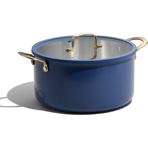 image:imageCAROTE 8QT Full Clad Tri Ply Stainless Steel Stock Pot with Lid Kitchen Stockpot Soup Pot Outer Ceramic Layer Even Heating All Stoves Compatible Oven amp Dishwasher Safe Stay Cool Handle PurpleBlue