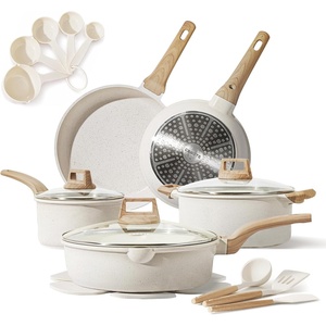 image:imageCAROTE Ceramic Cookware Sets Pots and Pans Set 16pcsCream White