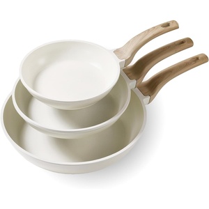 image:imageCAROTE Non Stick Frying Pan Black 81012 Granite Skillet SetCream White