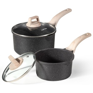 image:imageCAROTE Nonstick 15Qt amp 30Qt Sauce Pan Sets with Lid BlackBlack