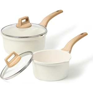 image:imageCAROTE Nonstick 15Qt amp 30Qt Sauce Pan Sets with Lid BlackWhite