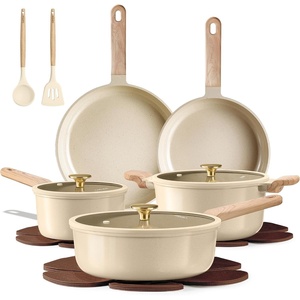 image:imageCAROTE Pots and Pans Set Ceramic Cookware Set 14pcsOatmeal
