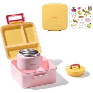 image:imageCAROTE Bento Box for Kids Lunch Box Kids with 8oz Thermos for Hot Food Lunch Container for Girls Boys 3 or 5 Compartments with 2 Removable Dividers BPA FreeLeak ProofDishwasher Safe